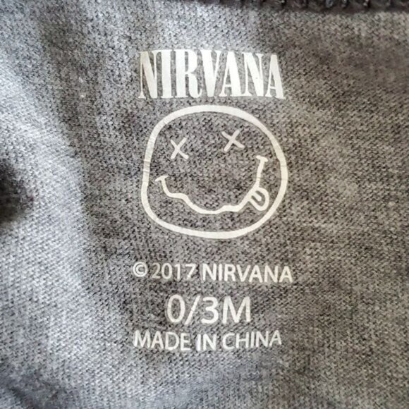 0-3 Months Nirvana Band Baby ONE PIECE T Shirt Tee One Piece Tops Gray White - Picture 9 of 11